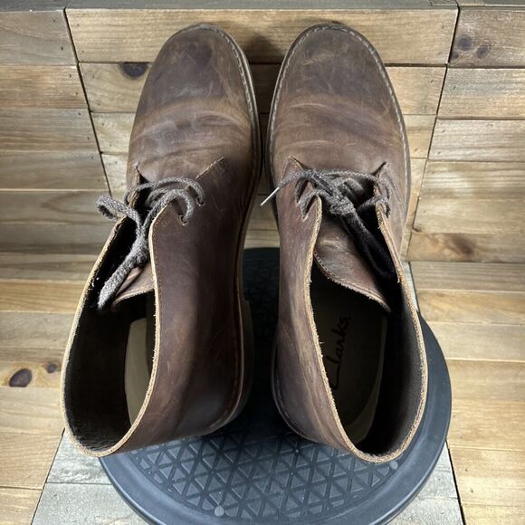 Clarks Men's Size 11 Bushacre 2 Chukka Boot Brown Leather Shoes Lace Up - Picture 10 of 10
